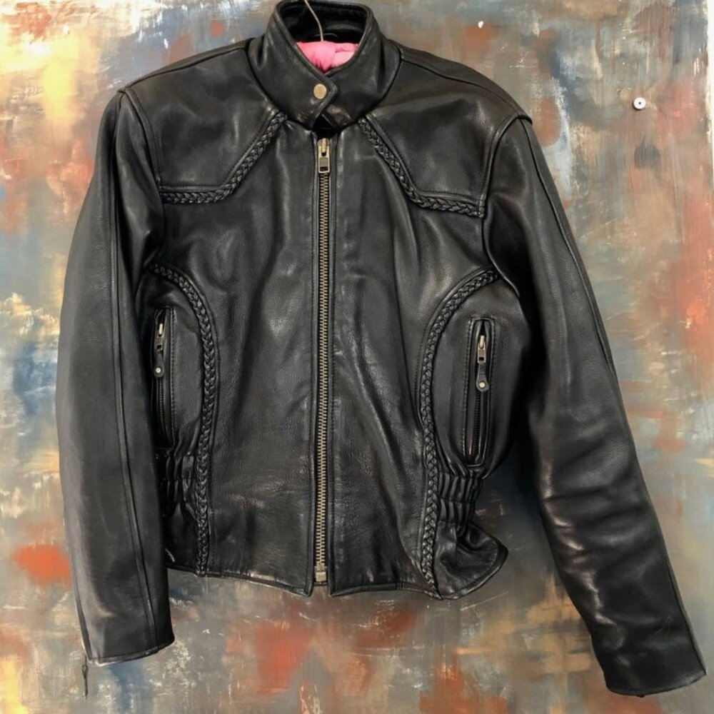 Unik Ultra Black Leather Motorcycle Ladies Jacket